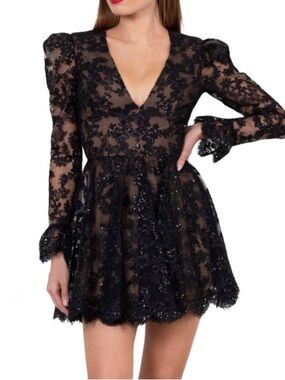 Helsi Black Lace Long Sleeved Dress